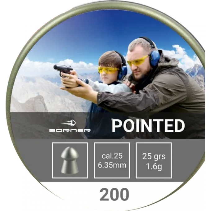 Пуля пневматическая BORNER POINTED 6,35мм, 1,6гр (200 шт.) 00294155 Пуля пневматическая BORNER POINTED 6,35мм, 1,6гр (200 шт.) 00294155