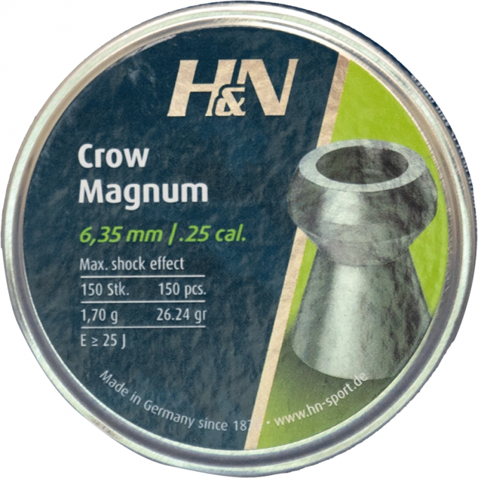 Пуля пневматическая H&N CROW MAGNUM 6,35мм, 1,70гр (150 шт.) 00183104 Пуля пневматическая H&N CROW MAGNUM 6,35мм, 1,70гр (150 шт.) 00183104