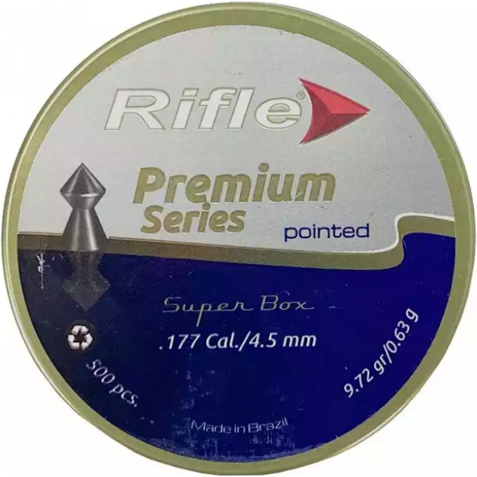 Пуля пневматическая RIFLE PREMIUM SERIES POINTED 4,5мм, 0,63гр. (500 шт.) 00227144 Пуля пневматическая RIFLE PREMIUM SERIES POINTED 4,5мм, 0,63гр. (500 шт.) 00227144